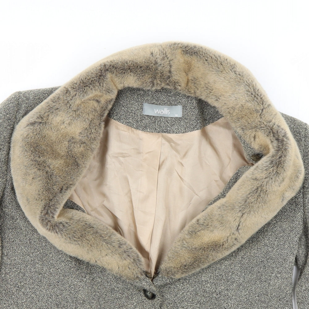 Wallis Womens Green Argyle/Diamond  Overcoat Coat Size 16