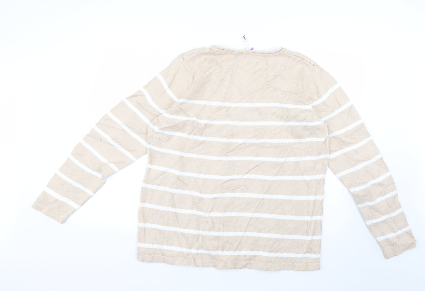 BHS Womens Beige Striped  Pullover Jumper Size 18