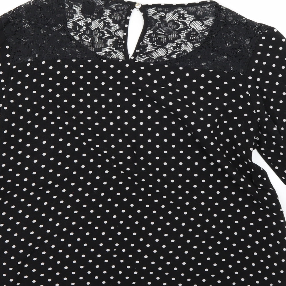 Atmosphere Womens Black Polka Dot  Basic Blouse Size 10