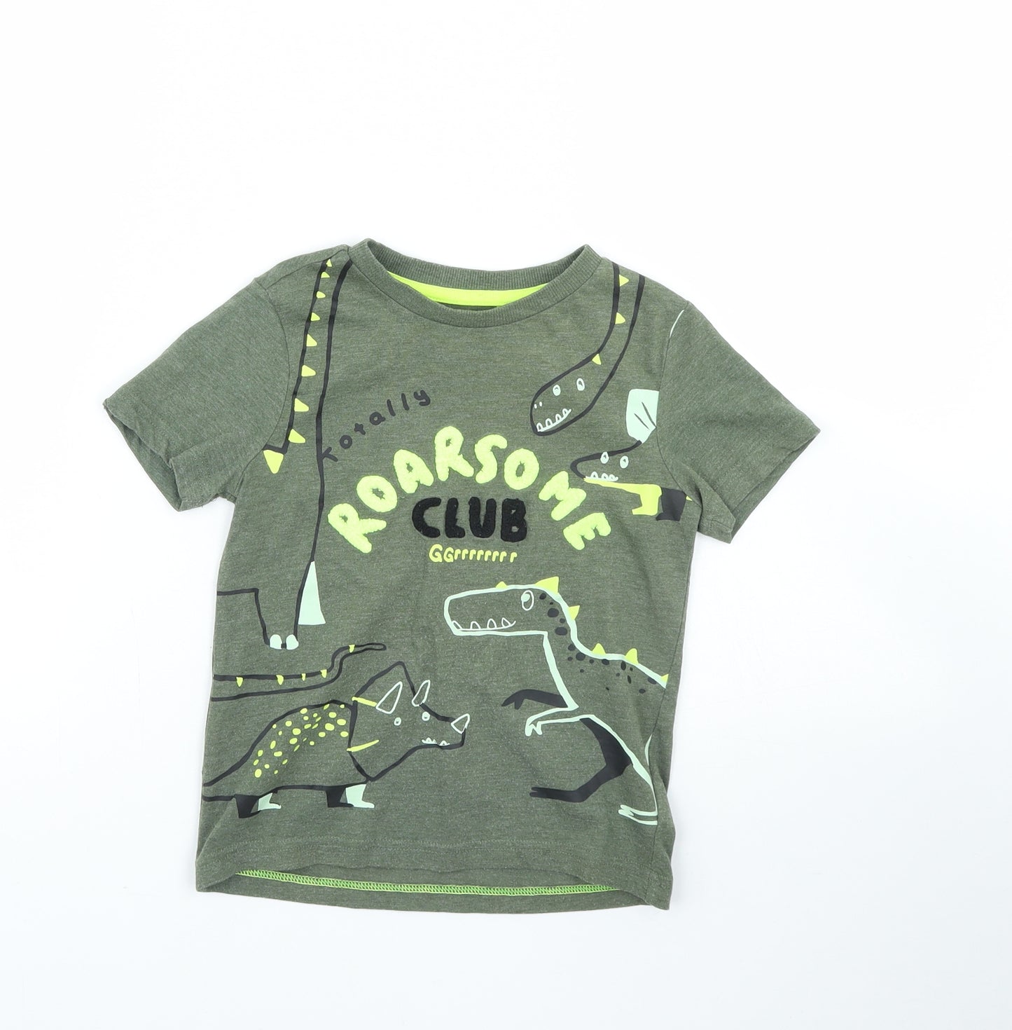 F&F Boys Green   Basic T-Shirt Size 4 Years  - DINOSAUR