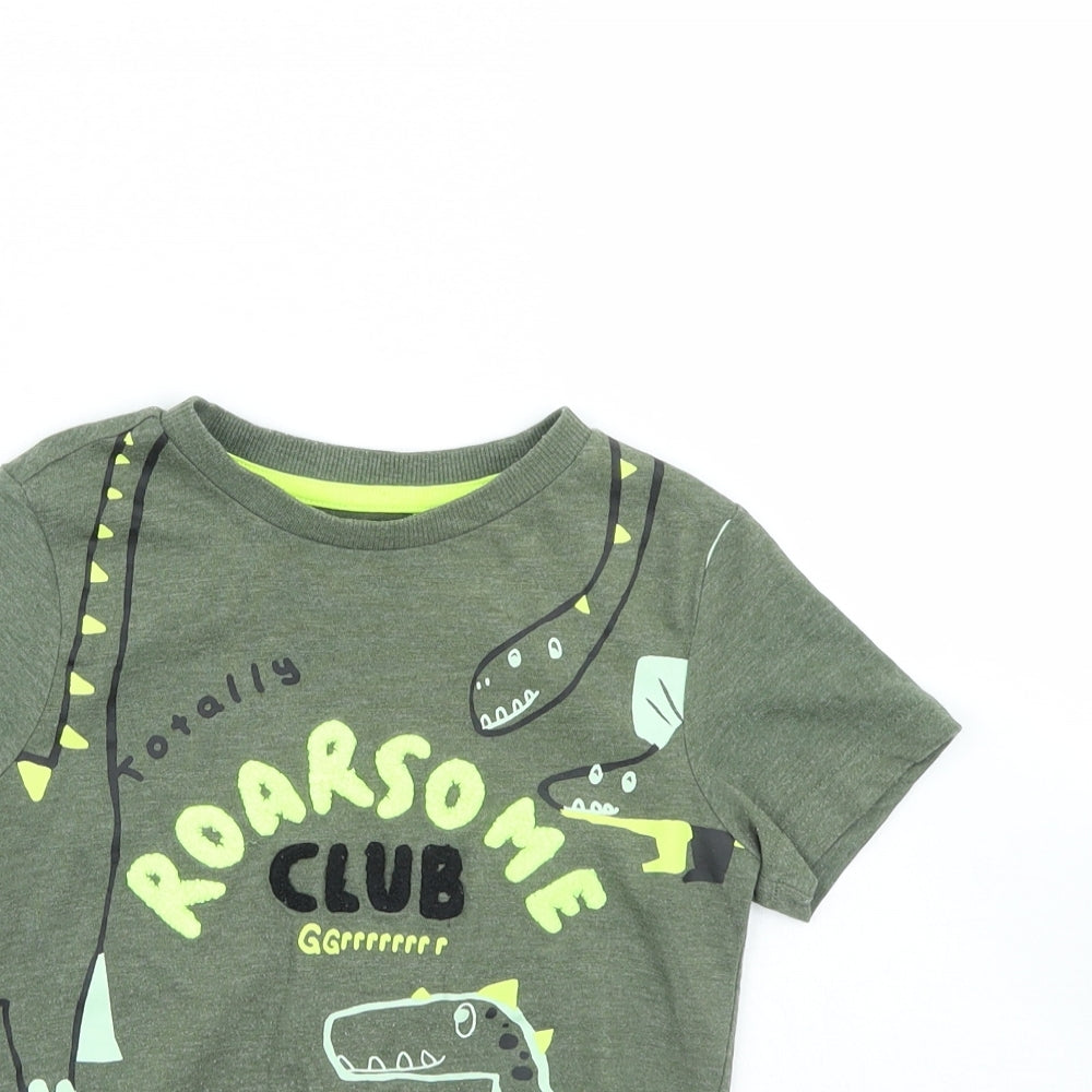 F&F Boys Green   Basic T-Shirt Size 4 Years  - DINOSAUR