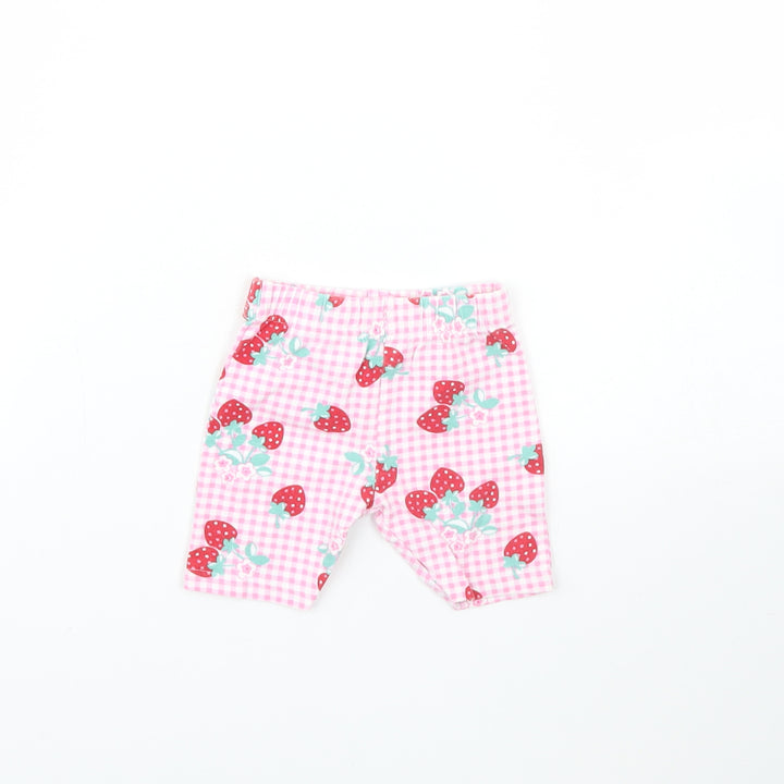 George Girls Pink Plaid  Cropped Trousers Size 0-3 Months  - Strawberry