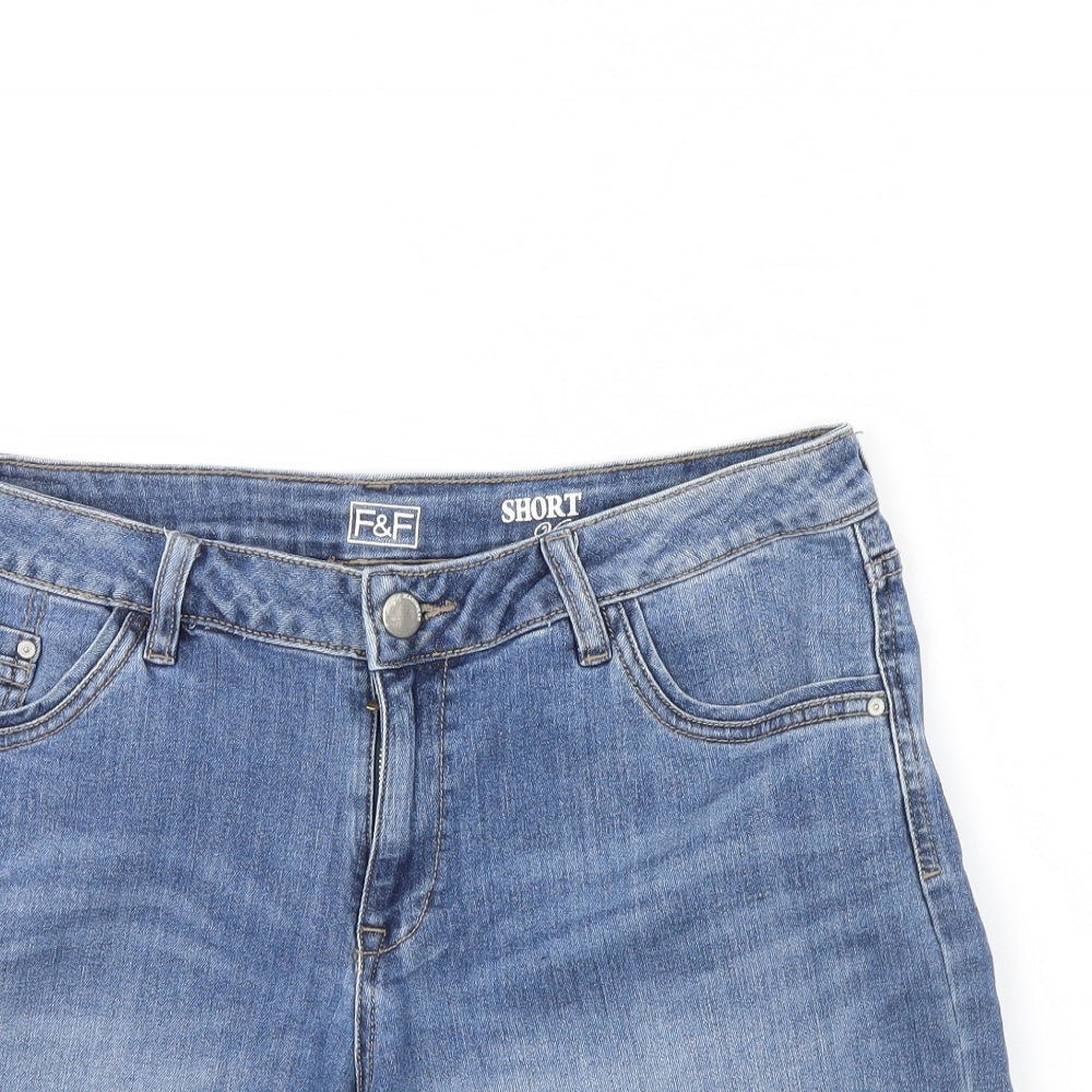 F&F Womens Blue  Denim Mom Shorts Size 14