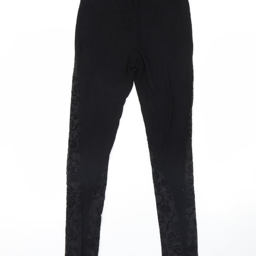 SheIn Womens Black Floral Mesh Capri Leggings Size M L28 in