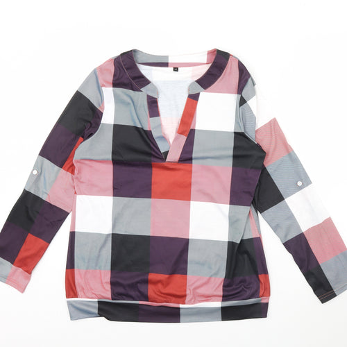 Preworn Womens Red Check  Basic Blouse Size M