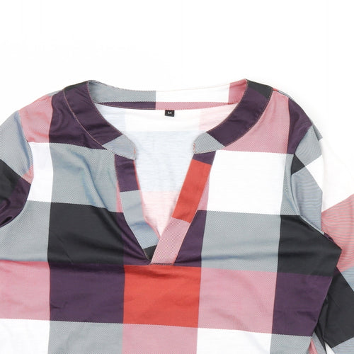 Preworn Womens Red Check  Basic Blouse Size M