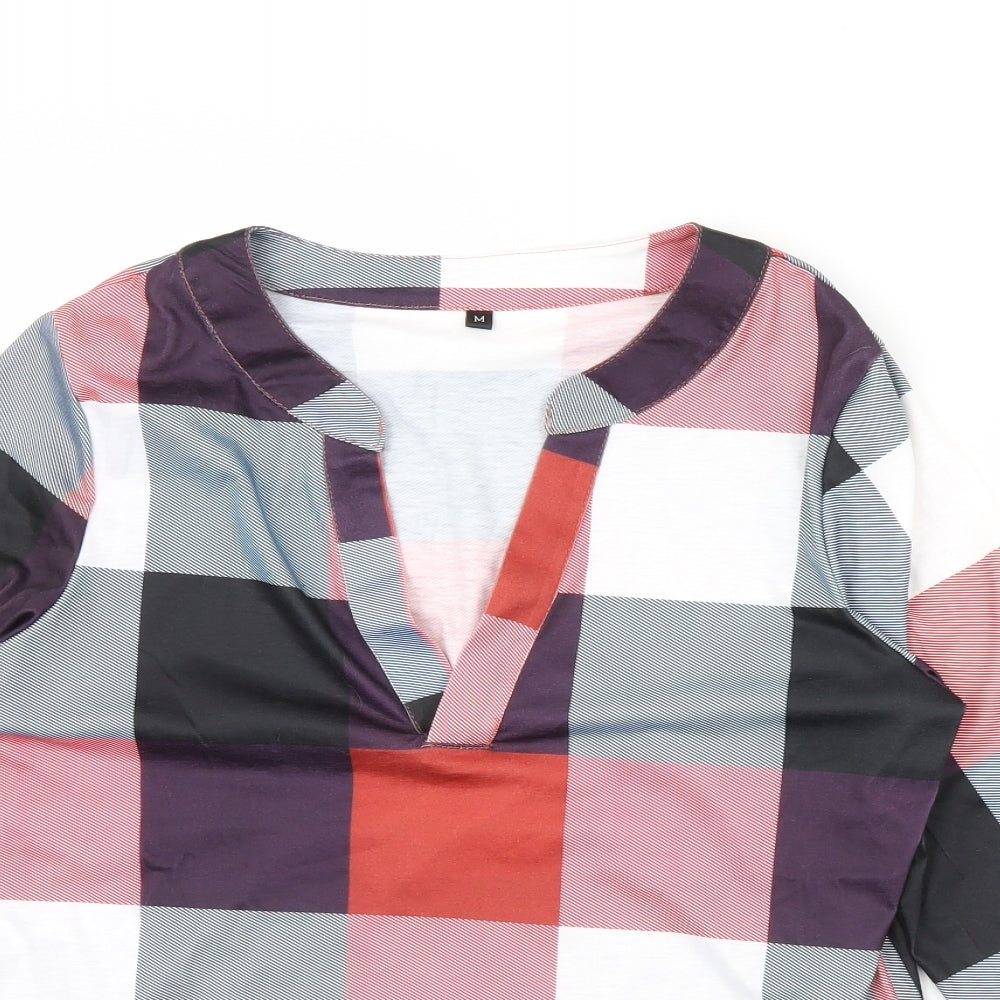 Preworn Womens Red Check  Basic Blouse Size M