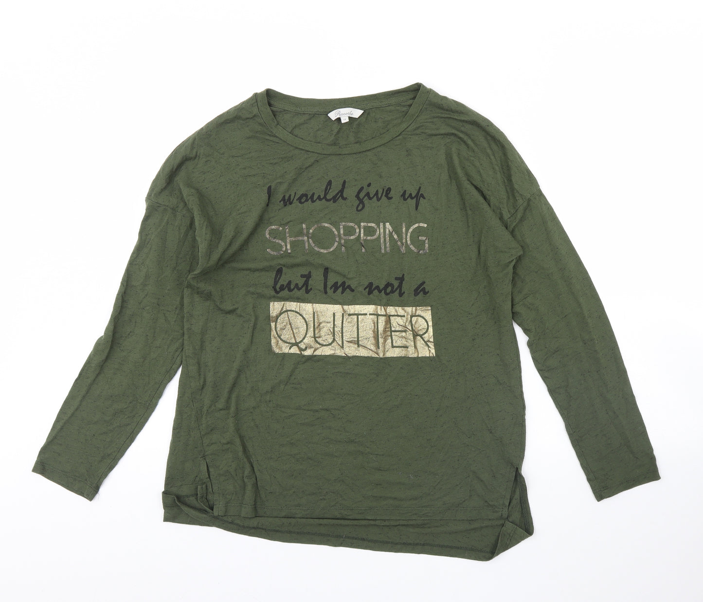 Peacocks Womens Green   Basic T-Shirt Size 14