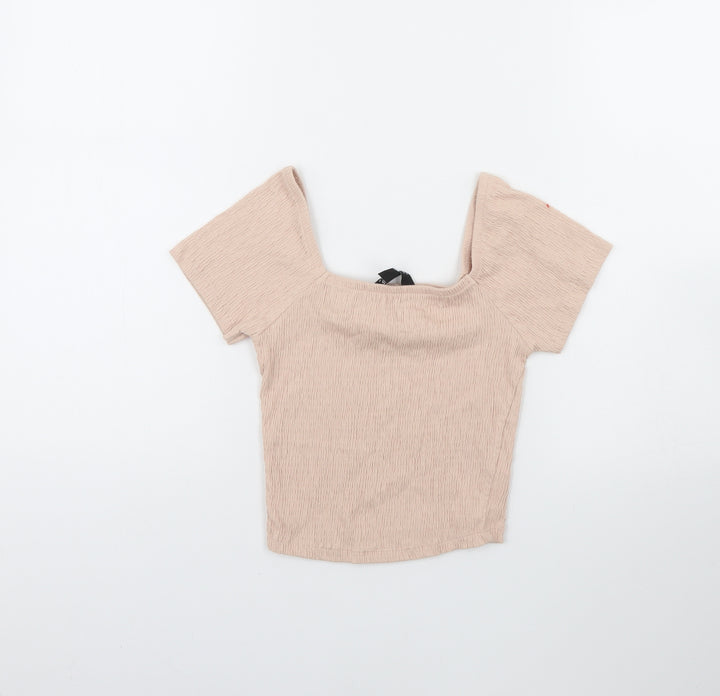 New Look Girls Pink   Cropped Blouse Size 10 Years