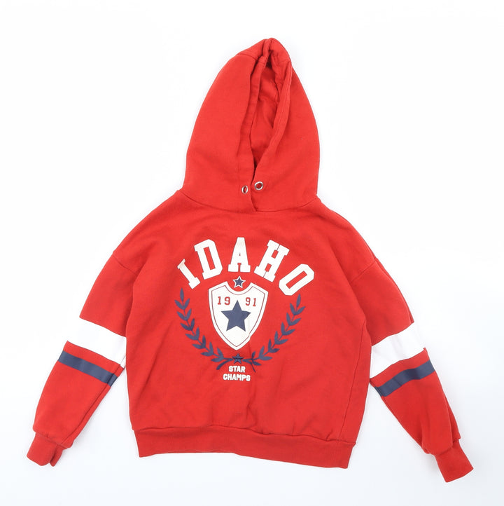 Primark Girls Red   Pullover Hoodie Size 7 Years  - Idaho