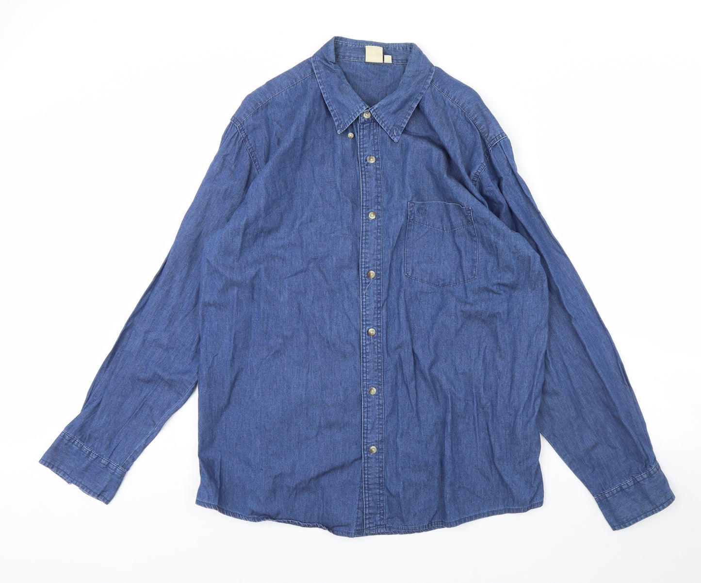 Cotton Traders Mens Blue    Dress Shirt Size XL