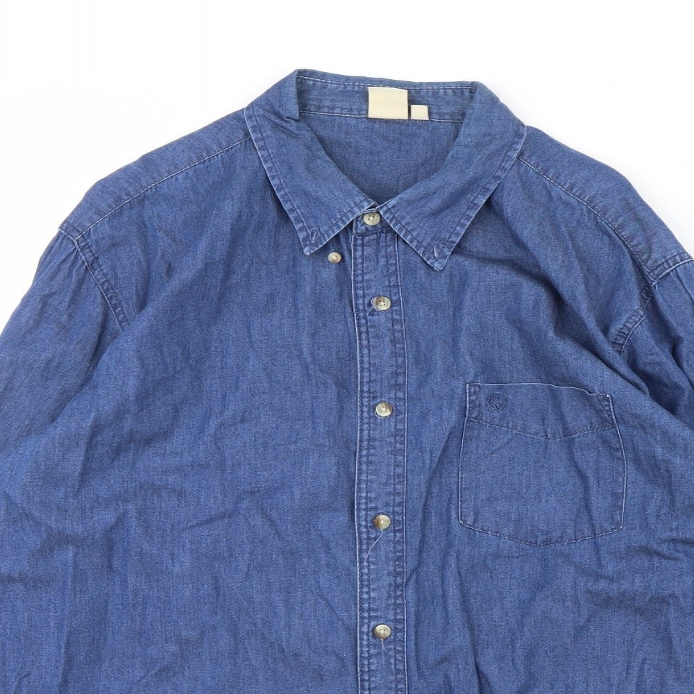 Cotton Traders Mens Blue    Dress Shirt Size XL