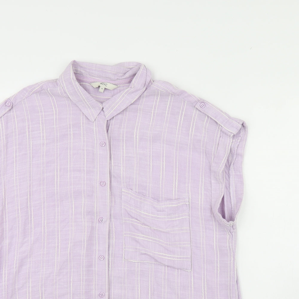 NEXT Womens Purple Striped  Basic Button-Up Size 16