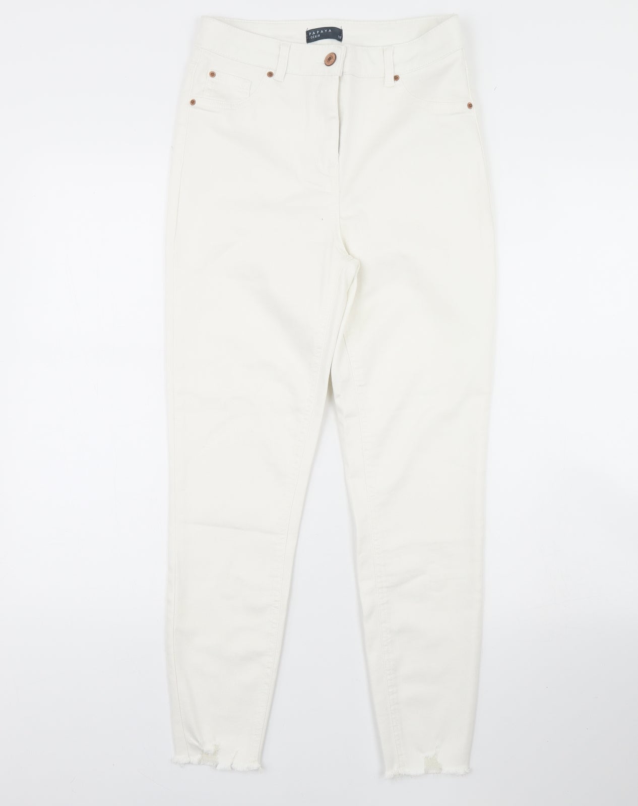 Papaya Womens White  Denim Skinny Jeans Size 10 L29 in