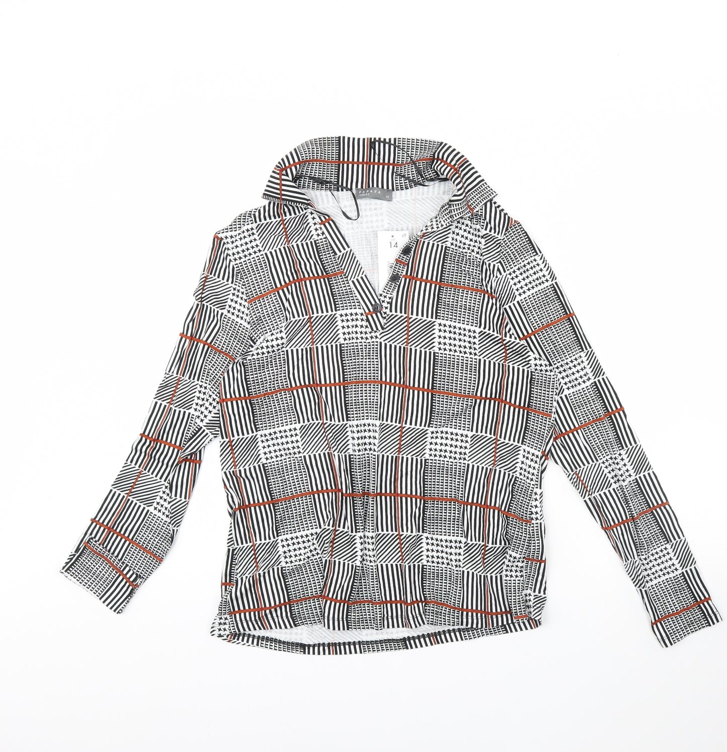 Papaya Womens Black Check  Basic Blouse Size 14