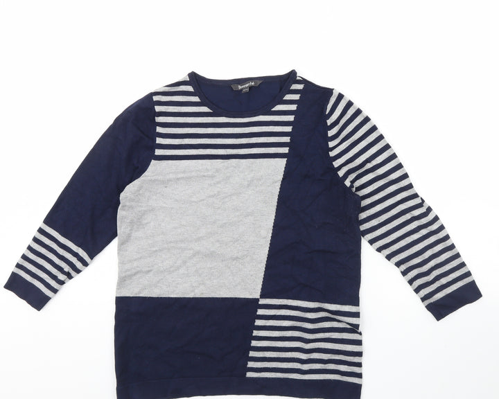 Bonmarche Womens Blue Striped Pullover Jumper Size 12