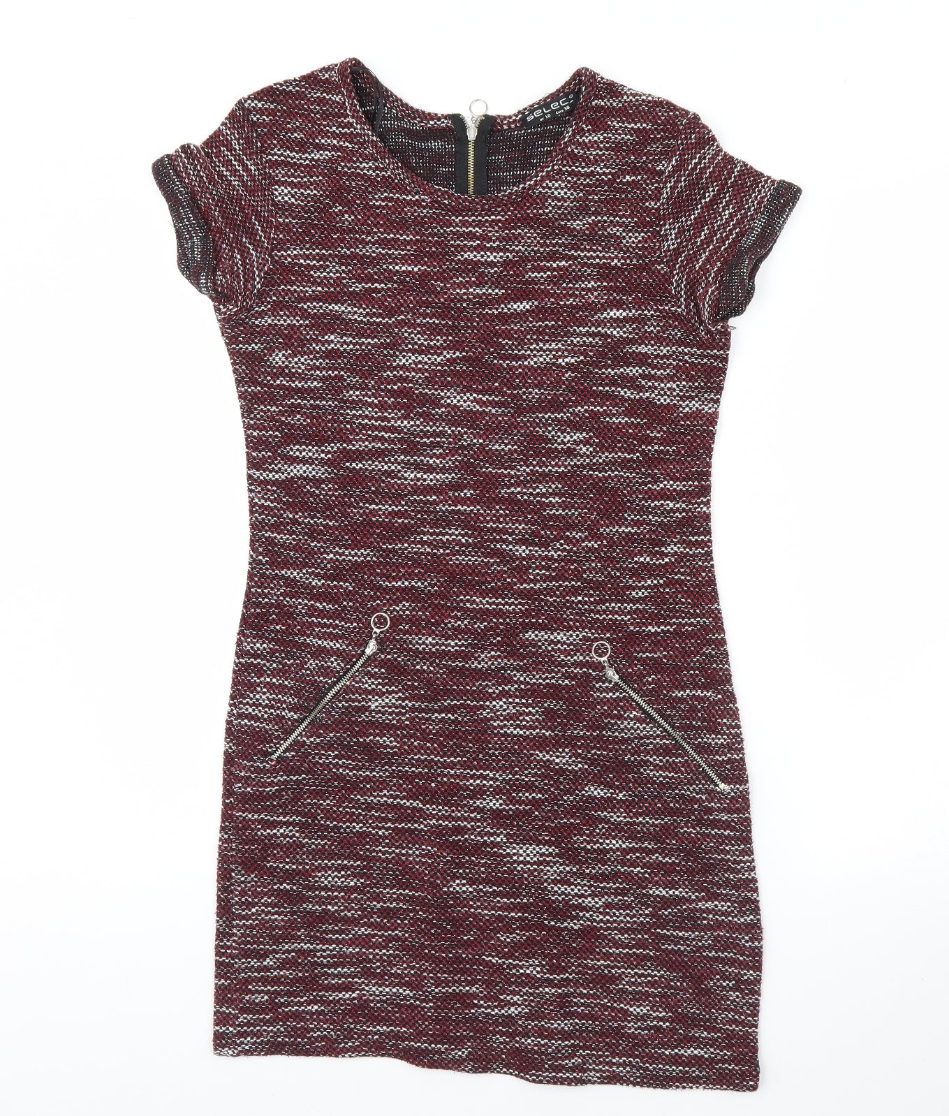 Select Womens Red Herringbone  Pencil Dress  Size 10