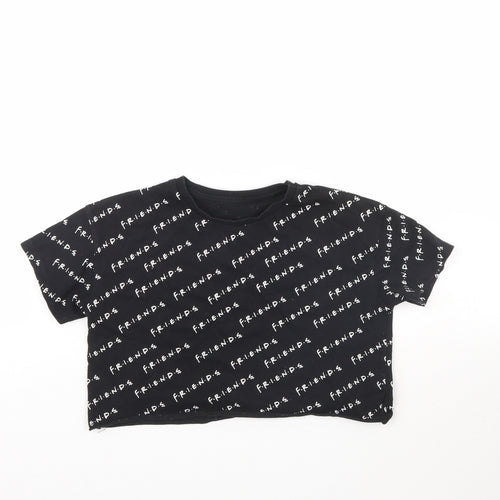 George Girls Black Spotted  Cropped T-Shirt Size 8 Years  - FRIENDS