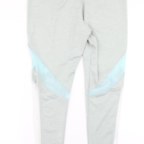 Workout Womens Blue Colourblock  Compression Leggings Size L L26 in