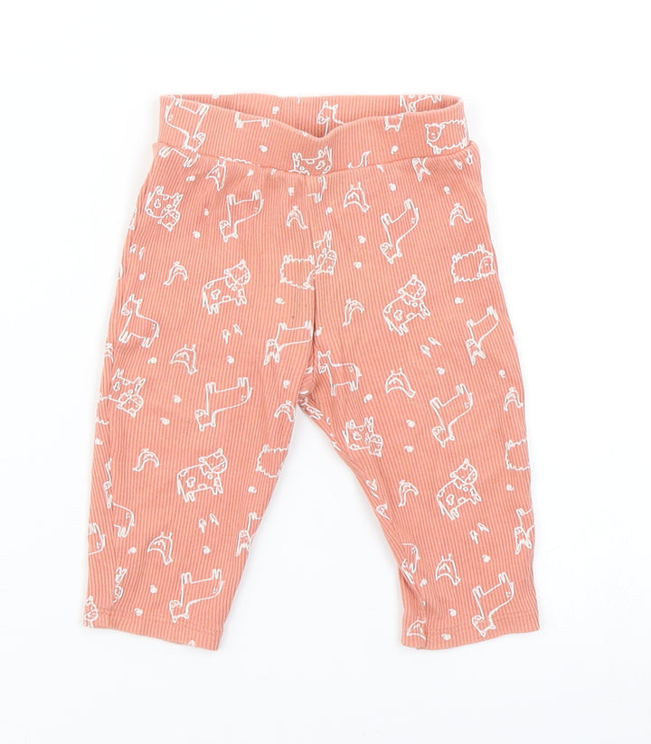 Primark Girls Orange Polka Dot  Jogger Trousers Size 3-6 Months  - Farm Animal