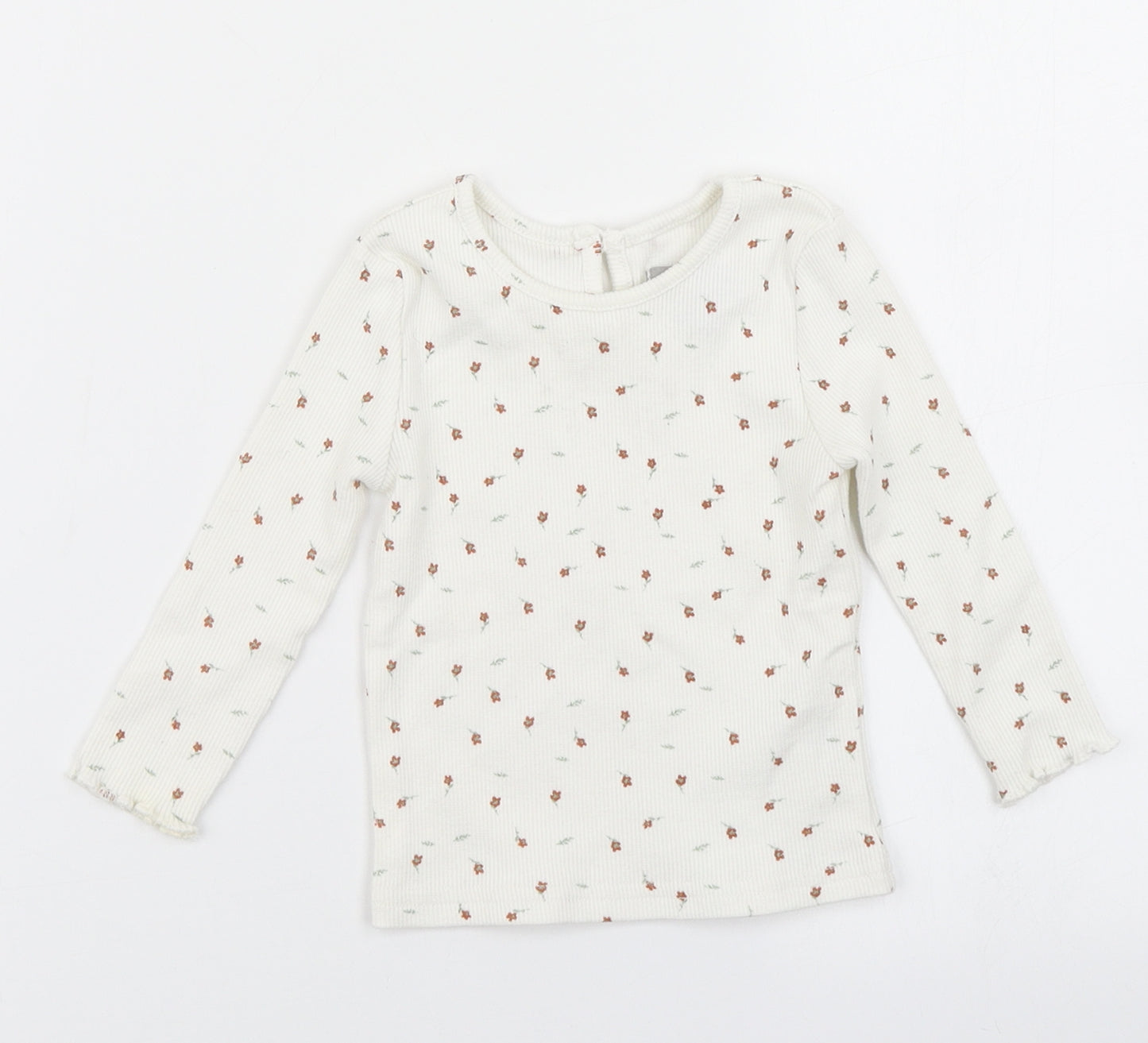 Primark Girls White Floral  Basic T-Shirt Size 6-9 Months