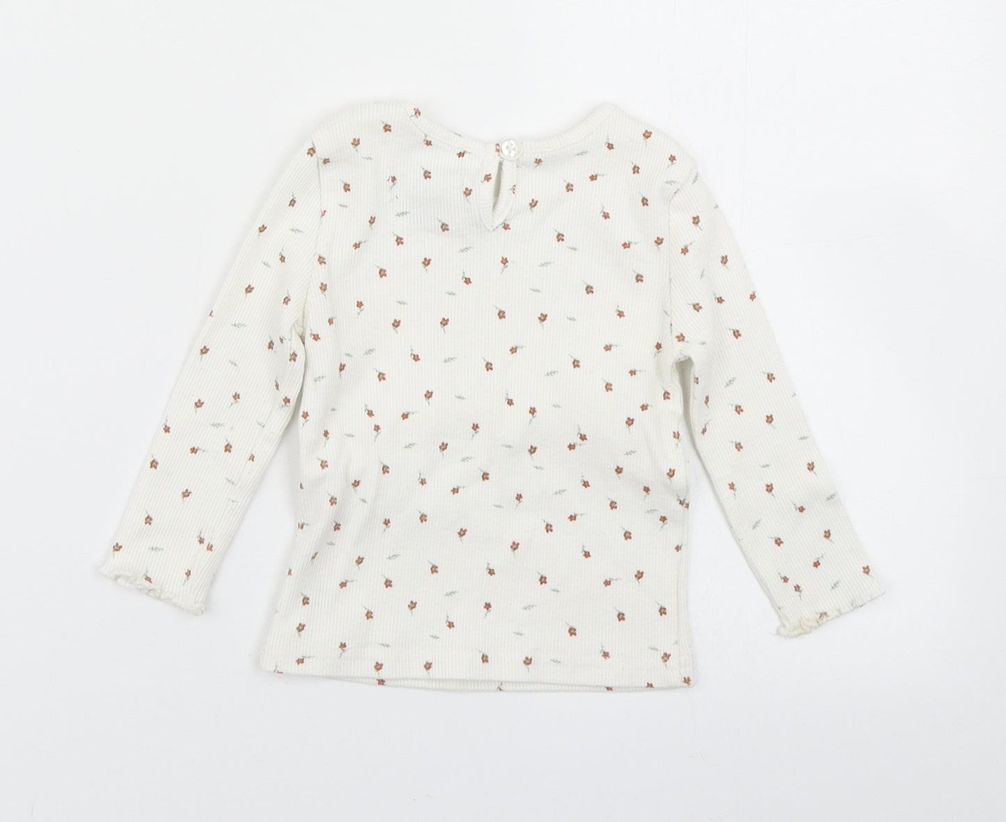Primark Girls White Floral  Basic T-Shirt Size 6-9 Months