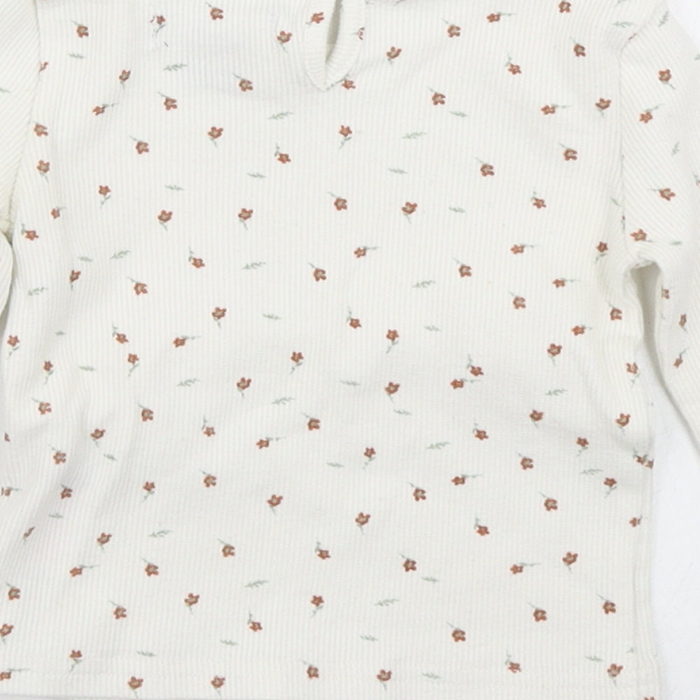 Primark Girls White Floral  Basic T-Shirt Size 6-9 Months