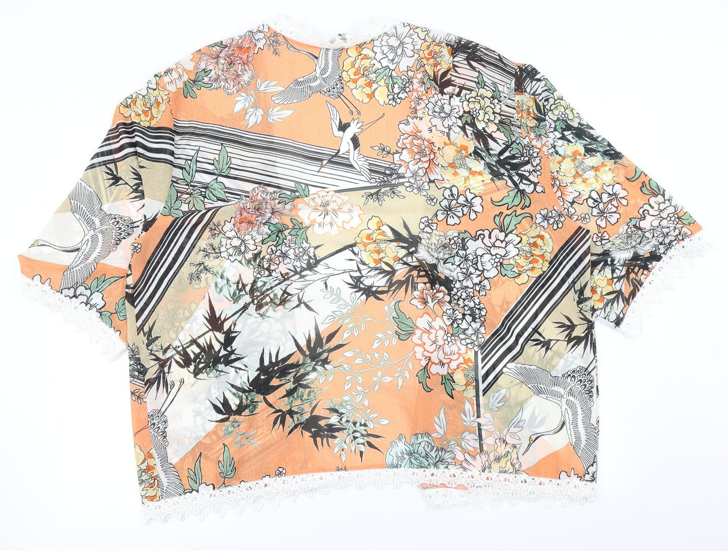 Peacocks Womens Orange Floral  Kimono Jacket Size M