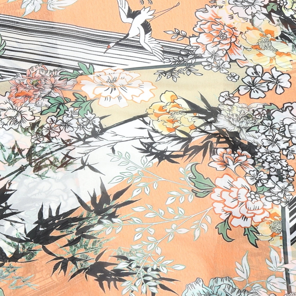 Peacocks Womens Orange Floral  Kimono Jacket Size M