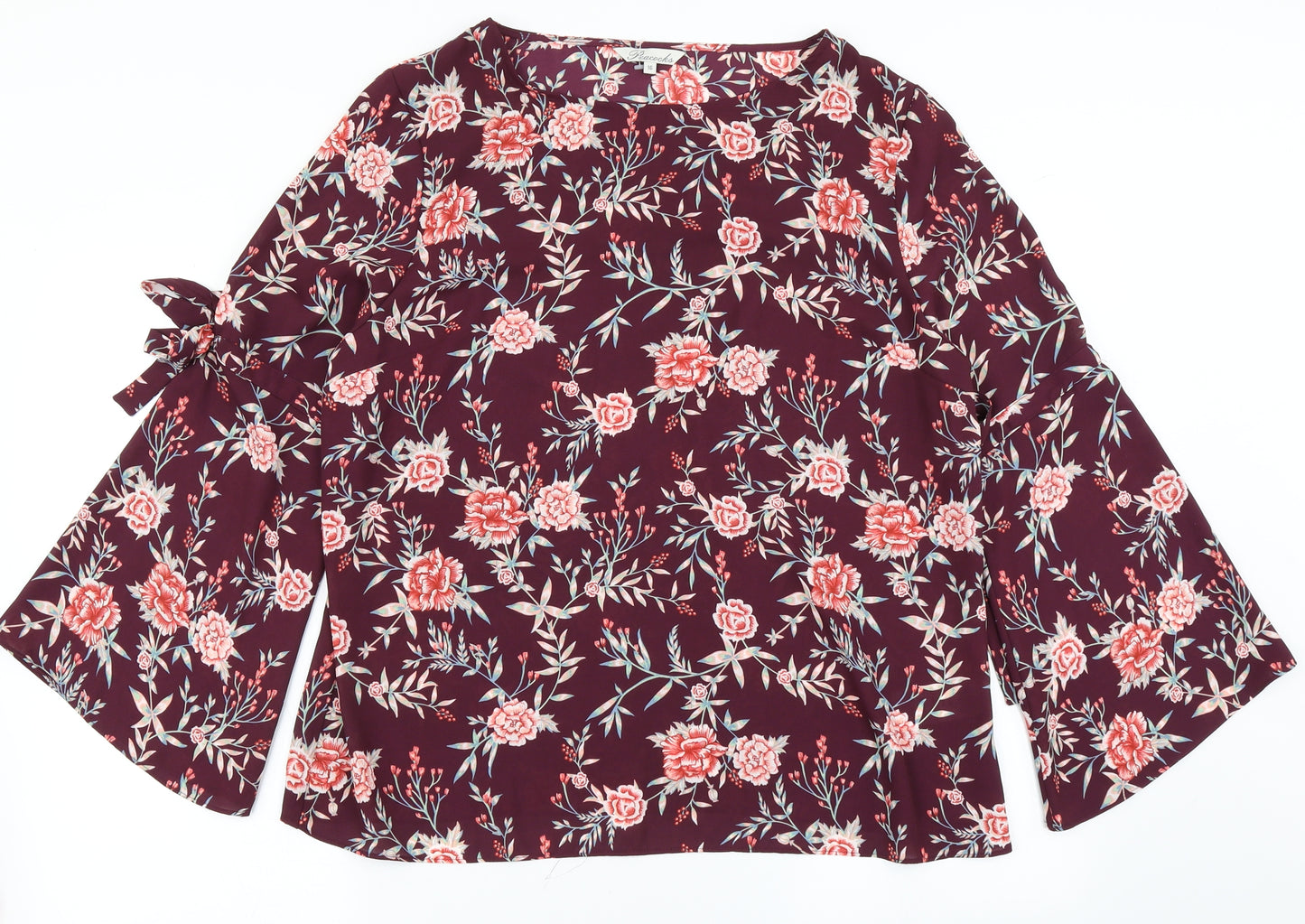 Peacocks Womens Purple Floral  Basic Blouse Size 16