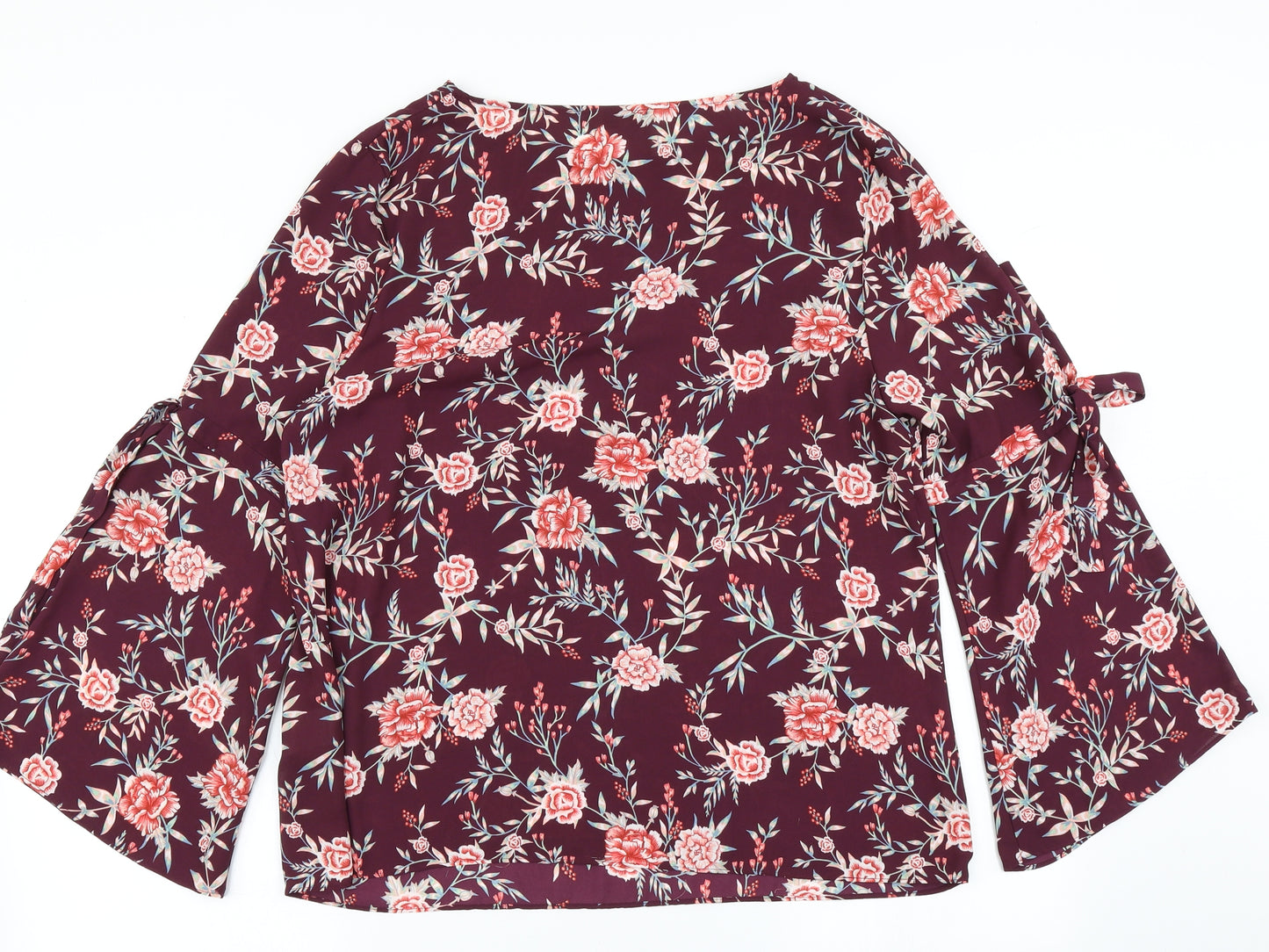Peacocks Womens Purple Floral  Basic Blouse Size 16