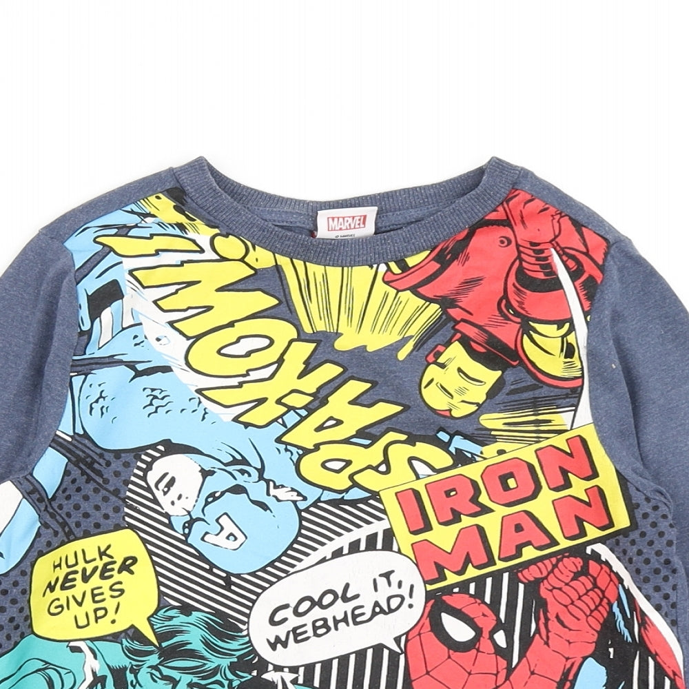 F&F Boys Blue   Basic T-Shirt Size 6-7 Years  - Marvel Superheroes