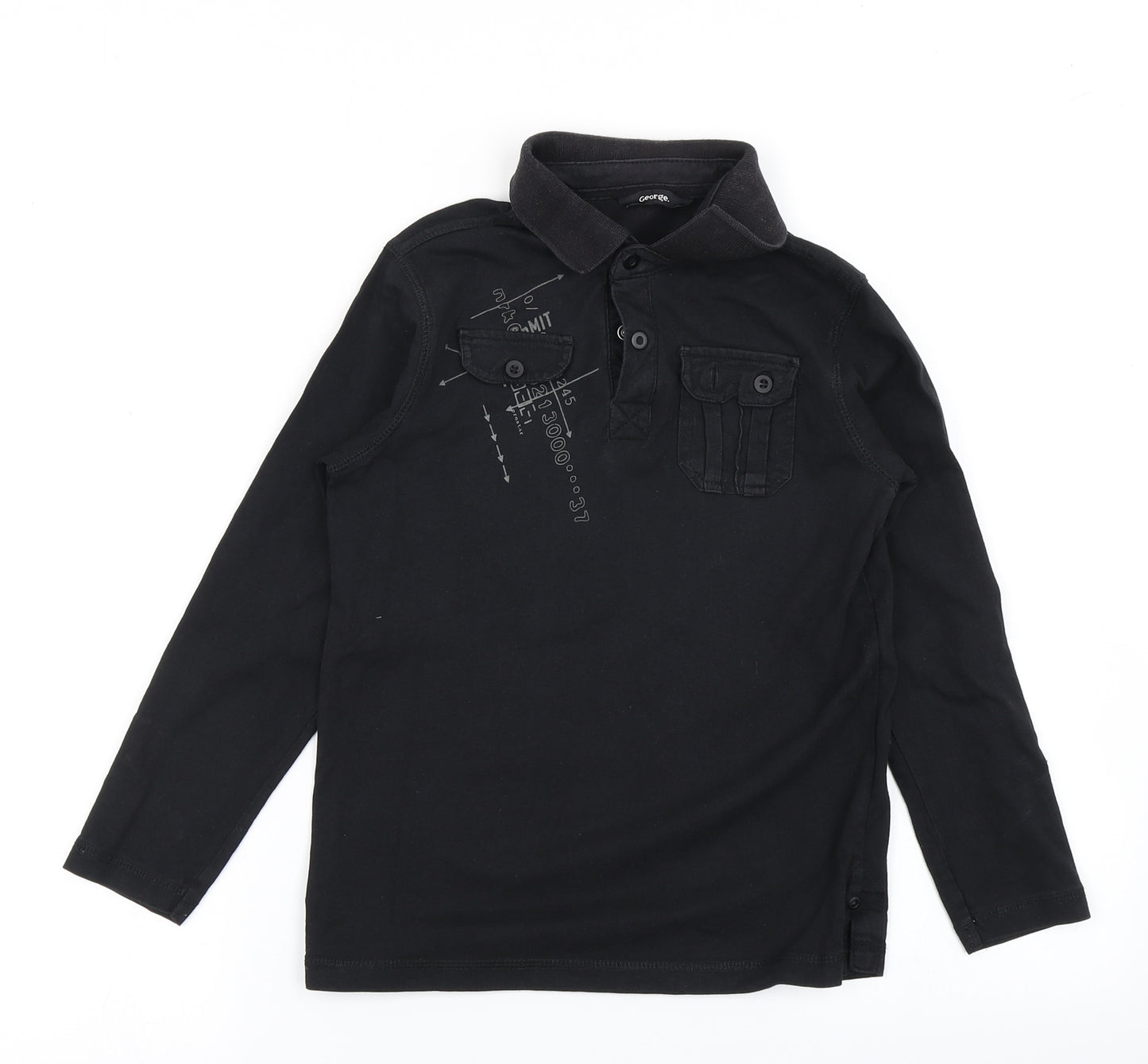 George Boys Black   Basic Polo Size 7-8 Years