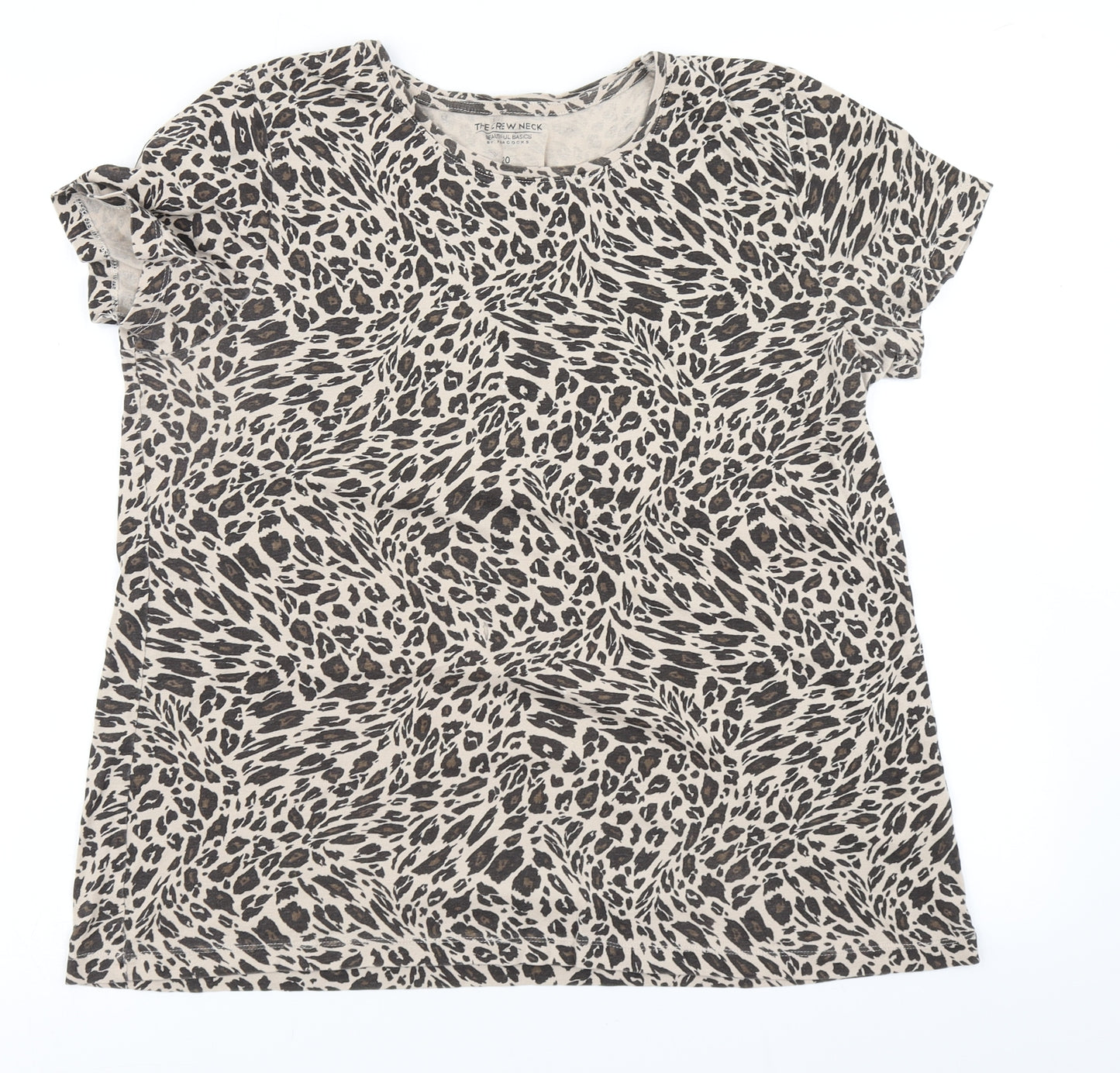 Peacocks Womens Brown Animal Print  Basic T-Shirt Size 20