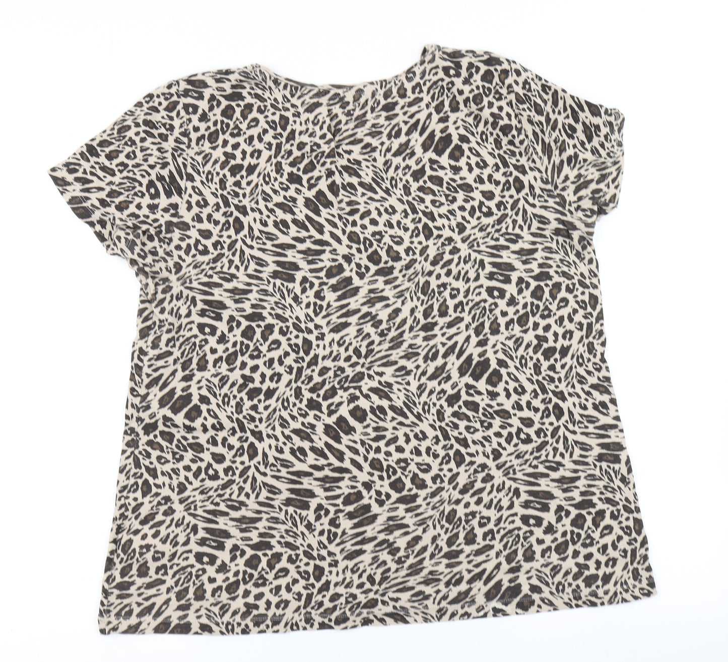 Peacocks Womens Brown Animal Print  Basic T-Shirt Size 20