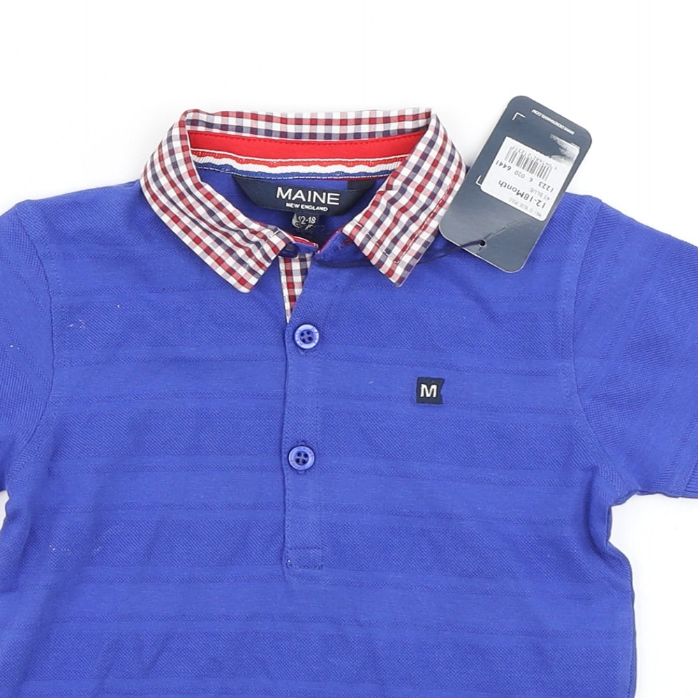 Maine Boys Blue   Basic Polo Size 12-18 Months
