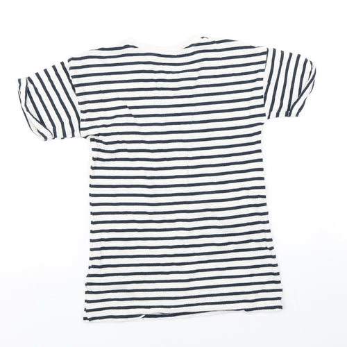 NEXT Girls White Striped  Basic T-Shirt Size 5-6 Years