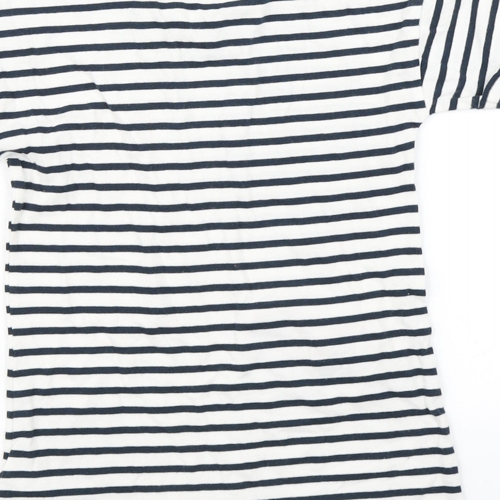 NEXT Girls White Striped  Basic T-Shirt Size 5-6 Years