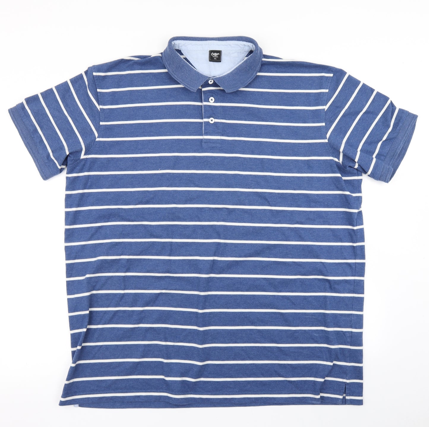 Cotton Traders Mens Blue Striped   Polo Size 2XL