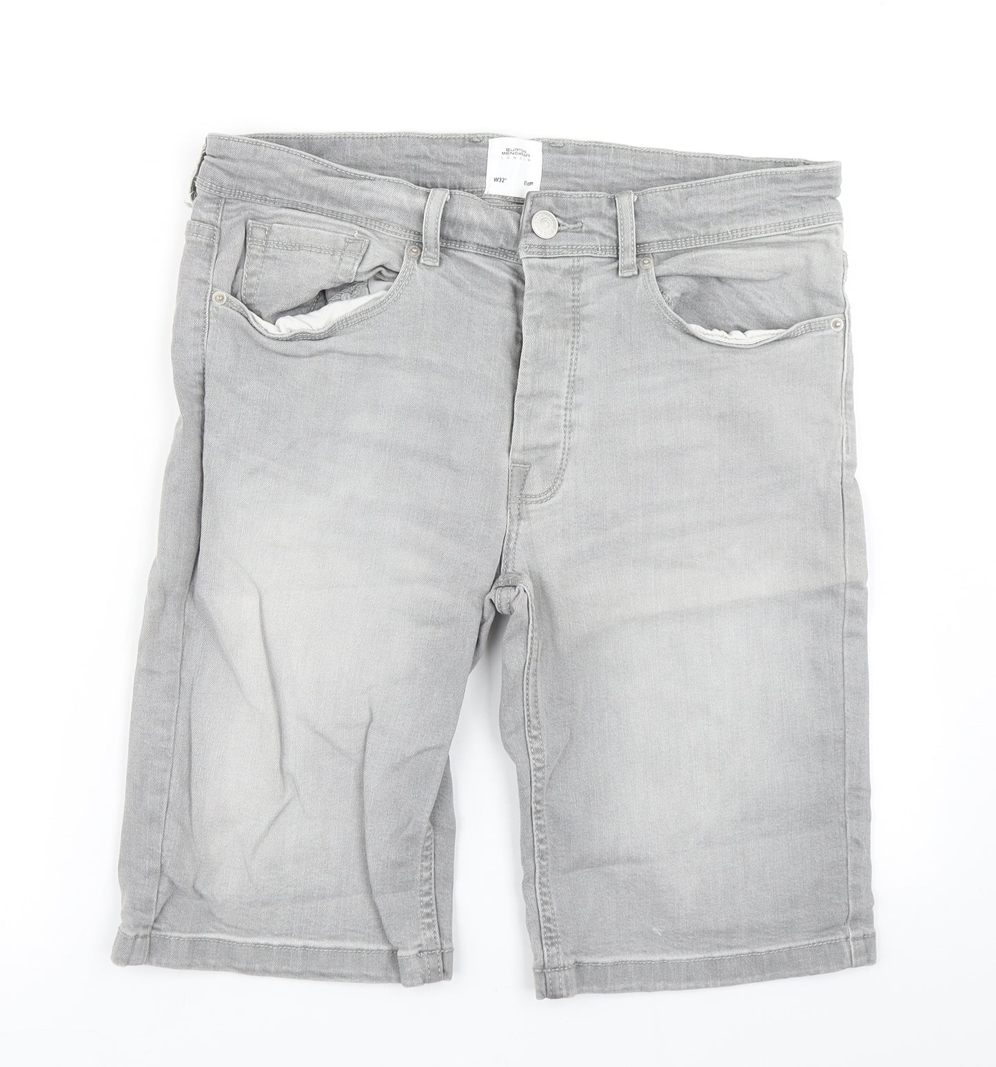 Burton Mens Grey  Denim Cargo Shorts Size 32 in