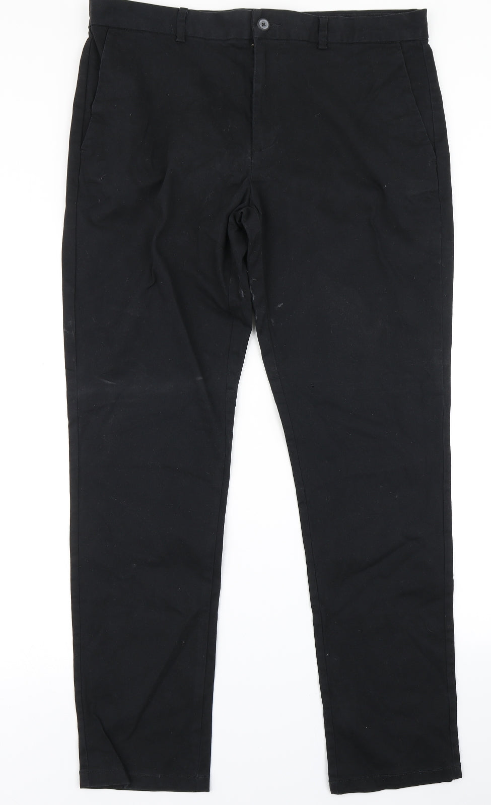 TU Mens Black   Chino Trousers Size 36 in L32 in