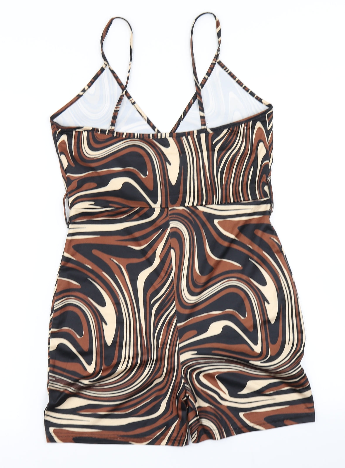 SheIn Womens Brown Striped  Unitard One-Piece Size L