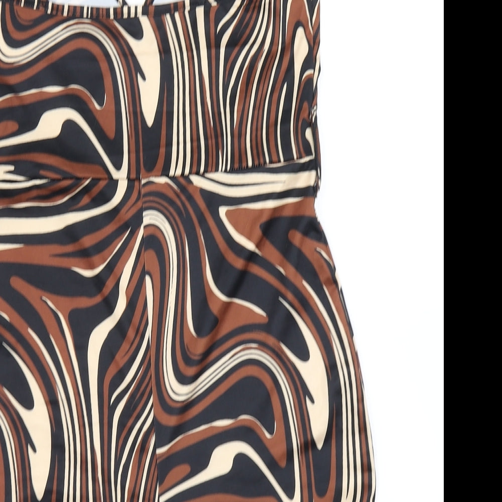 SheIn Womens Brown Striped  Unitard One-Piece Size L