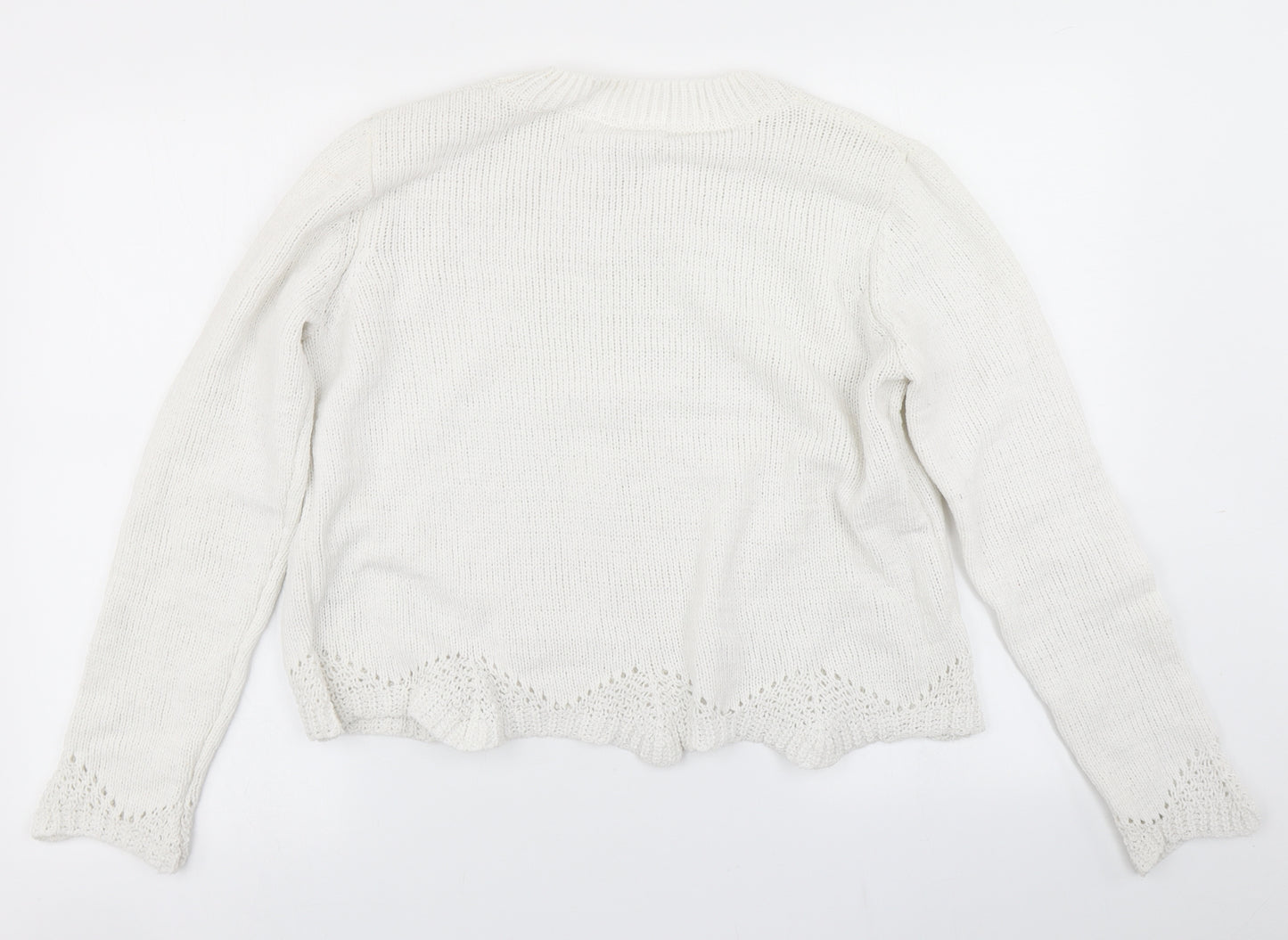 Primark Womens White  Knit Pullover Jumper Size L
