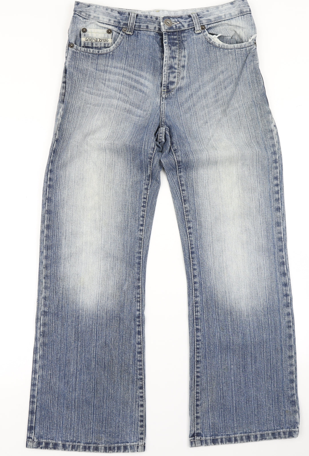Smith & Jones Mens Blue  Denim Bootcut Jeans Size 32 in L28 in