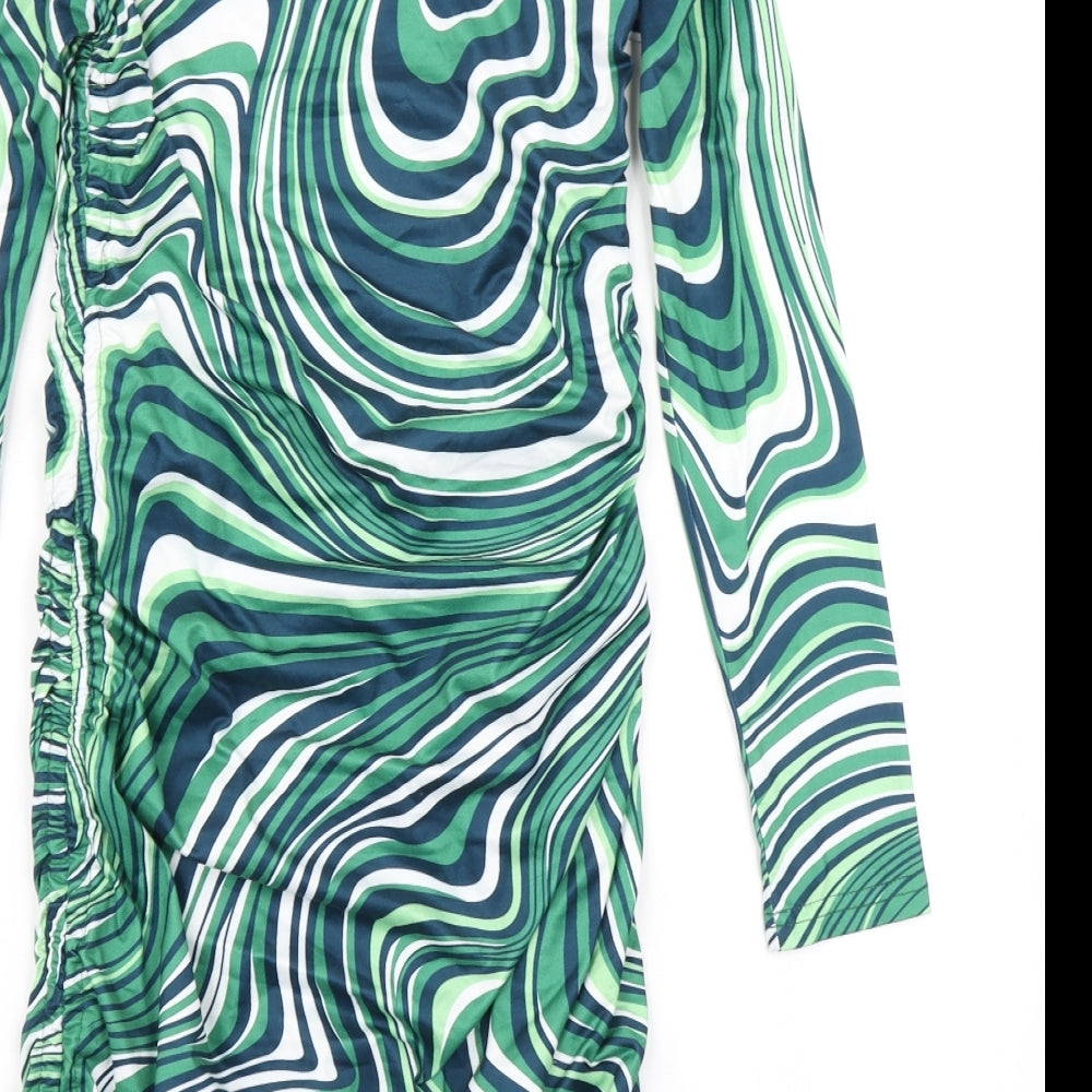 SheIn Womens Green Geometric  Bodycon  Size M