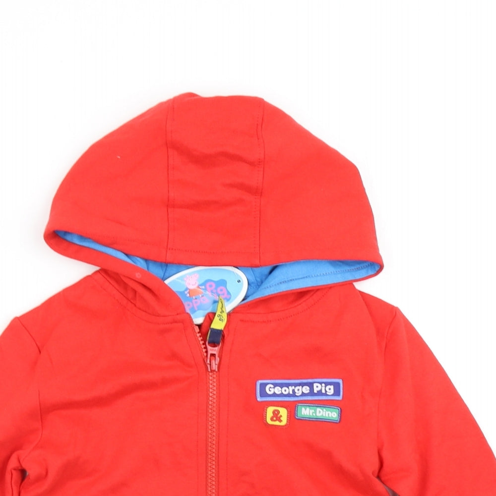 Peppa Pig Boys Red   Full Zip Hoodie Size 2-3 Years  - George pIG