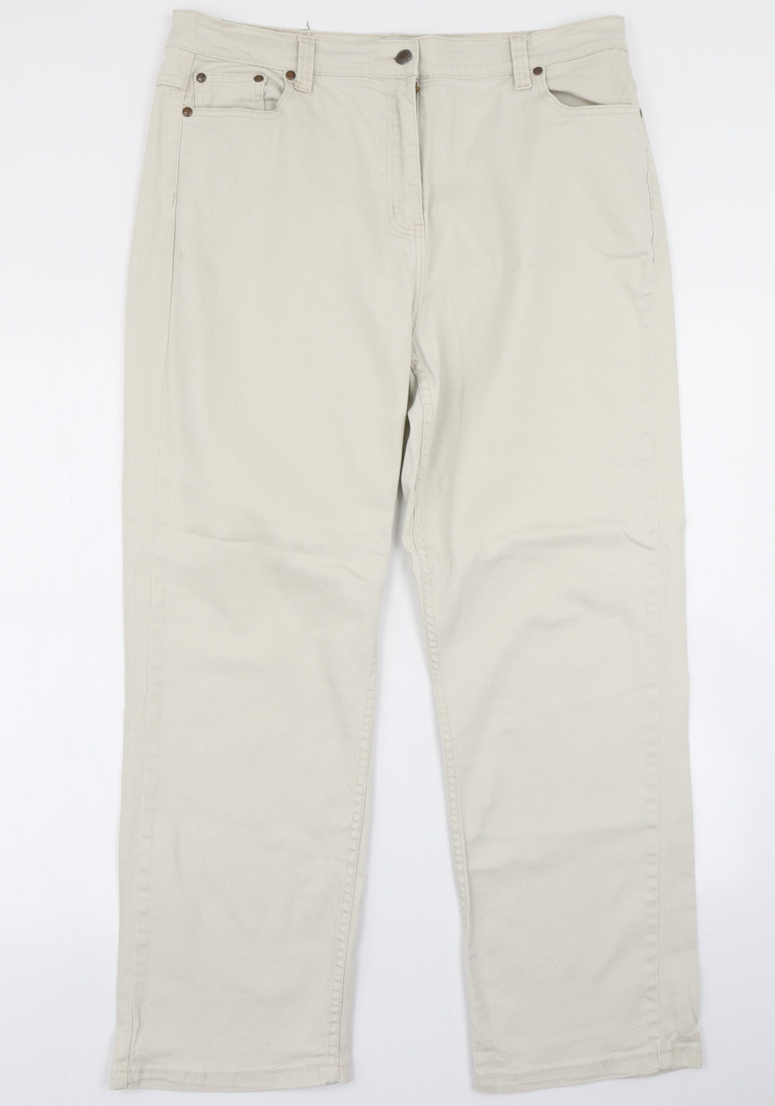 Cotton Traders Womens Beige  Denim Straight Jeans Size 18 L28 in
