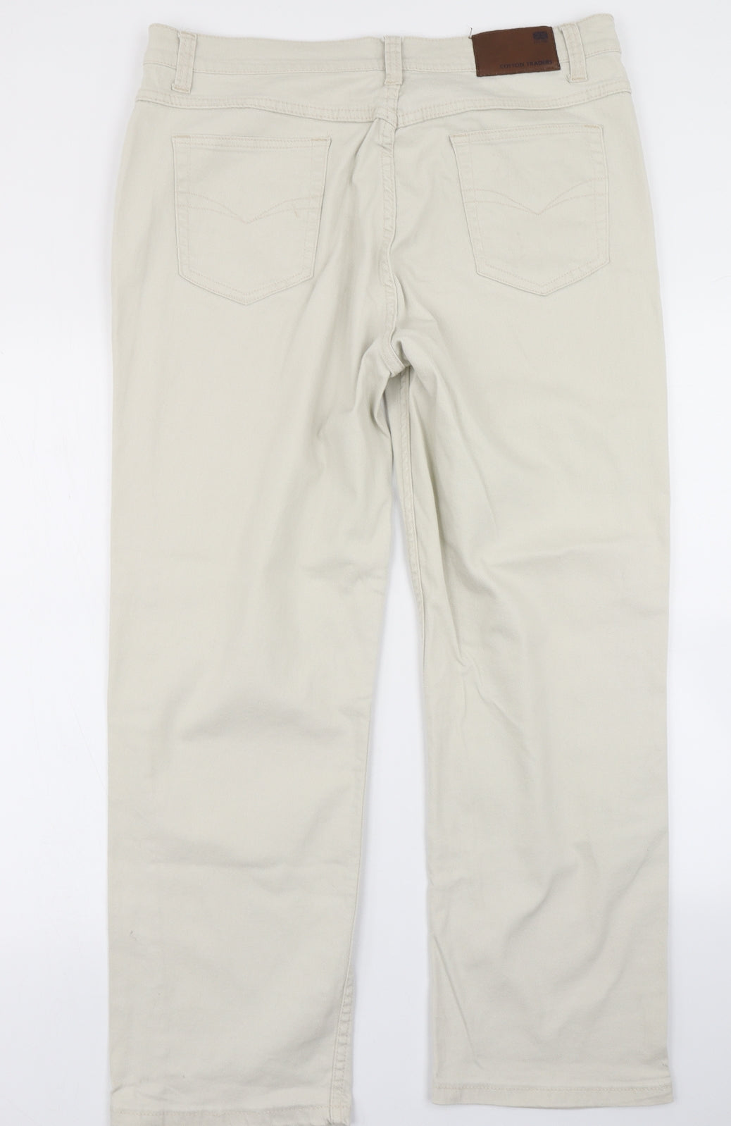 Cotton Traders Womens Beige  Denim Straight Jeans Size 18 L28 in