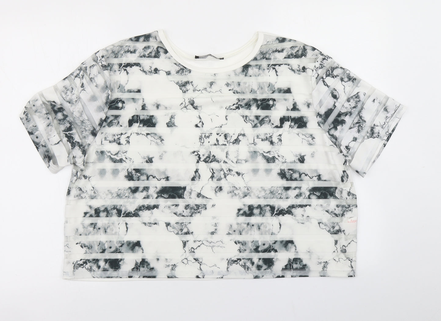 Atmosphere Womens Grey Striped  Cropped T-Shirt Size 18